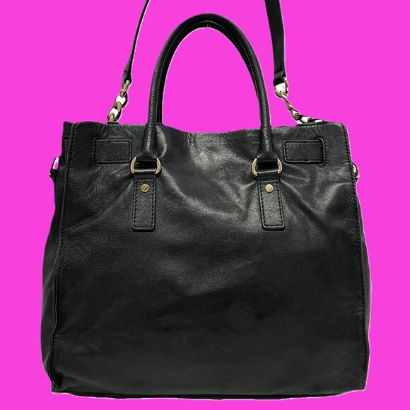 MICHAEL KORS Handbag Soft Black Leather Gold Locket Chain 2-Way *EUC* FABULOUS!! - Picture 2 of 15